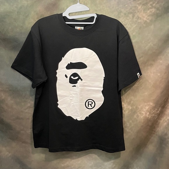 A Bathing Ape Other - A Bathing Ape BAPE Black and White Head Logo‎ T Shirt Black Size Large